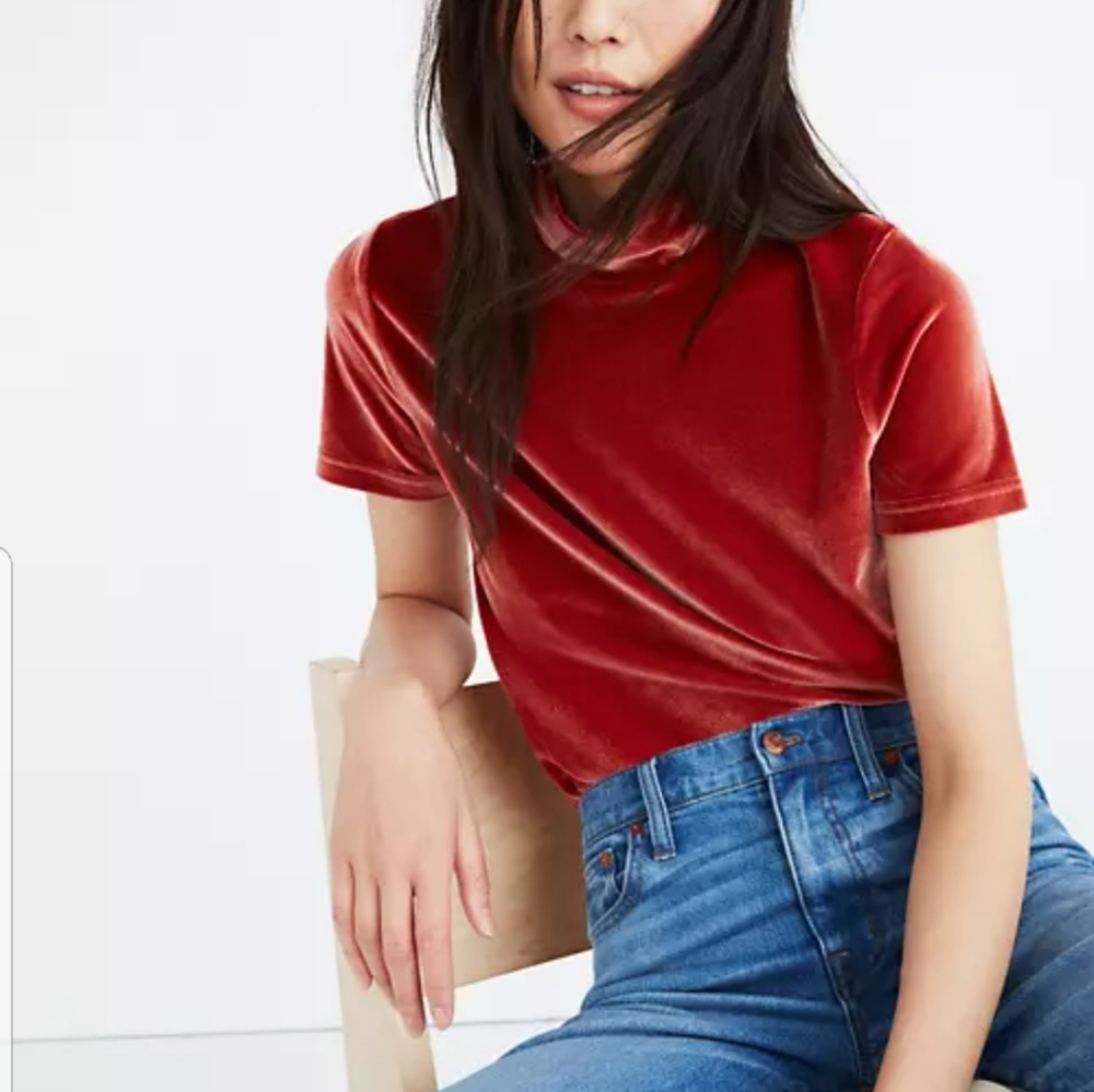 Madewell Blush Pink Velvet Top